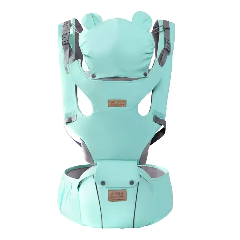 3 in 1 Baby Hipseat Carrier Backpack Straps for Infant Toddler 0-36M Ergonomic with Windproof Hat for Winter Luminous Strips