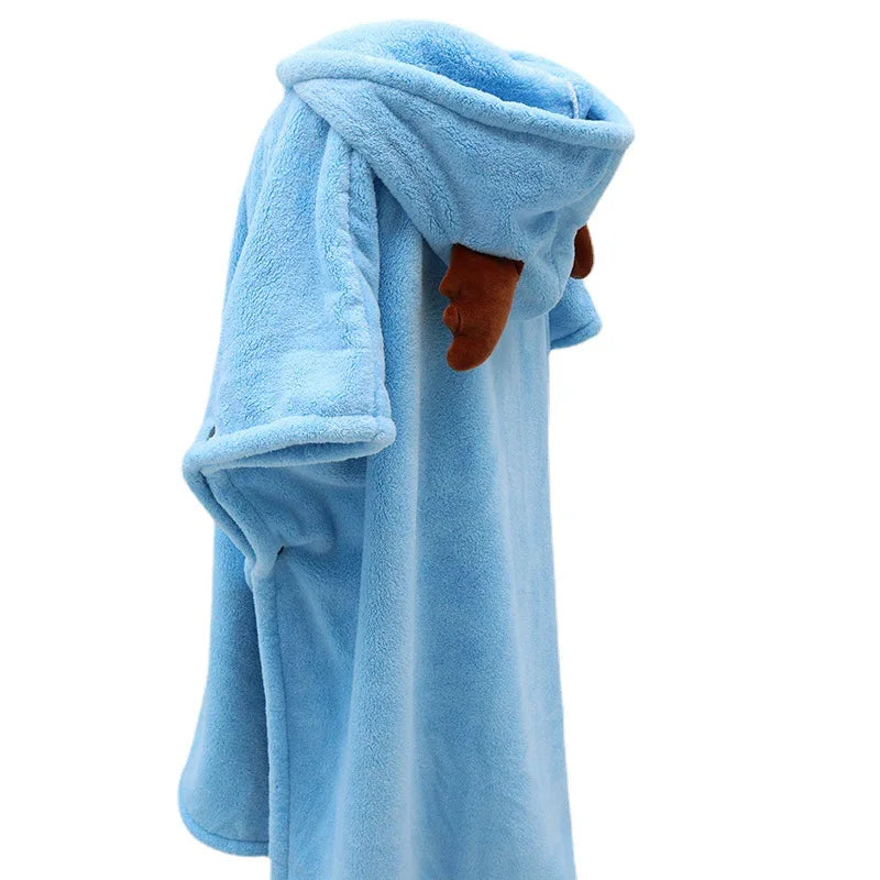 Baby Cartoon Animal Coral Fleece Bathrobe Cover Blanket Baby Blanket Soft and Comfortable Absorbent Bath Towel Blanket