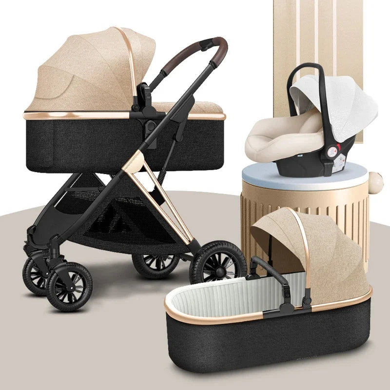Baby Stroller 3 In1 Baby Cariage Travel Stroller Baby Strollers Car Seat Newbron Pram Travel Folding Stroller High Landscape
