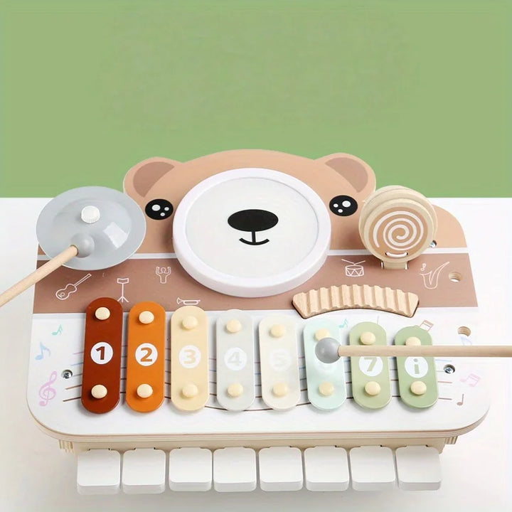 Wooden Kids' Drum Set - Multi-Functional, Montessori, 1-Year-Old Music, Percussion Kit, Educational Toy