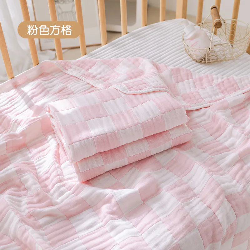 6 Layer Bamboo Cotton Baby Blankets Nap Cover Thin Quilt Soft Bubble Bath Towel for Newborn Muslin Swaddle Blanket Baby Bedding