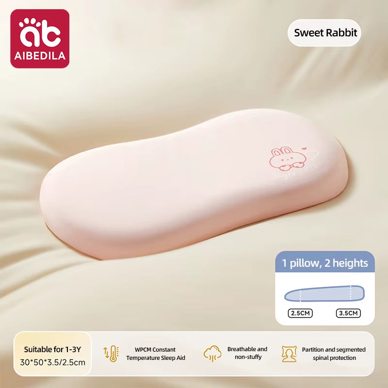 Ergonomic Baby Cloud Pillow Breathable Slow Rebound Sectional Spine Support Toddler Bed Pillow for Kids 1-3Y