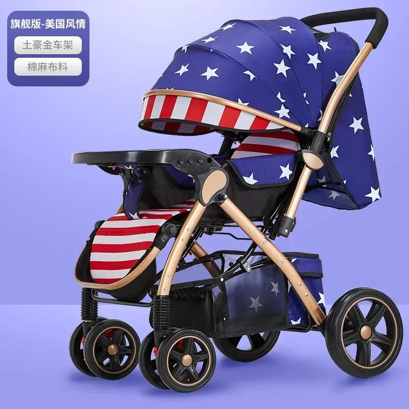 Baby Stroller Lightweight Foldable Easy to Sit Lying down Umbrella Rider Good Four-Wheel High Landscape