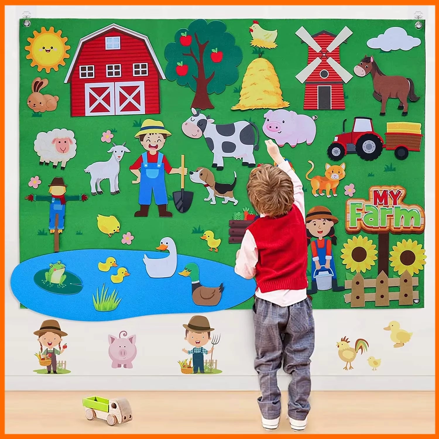 Farm Animals Felt Story Busy Board Set Toddlers Preschool Farmhouse Themed Early Learning Storytelling Interactive Play