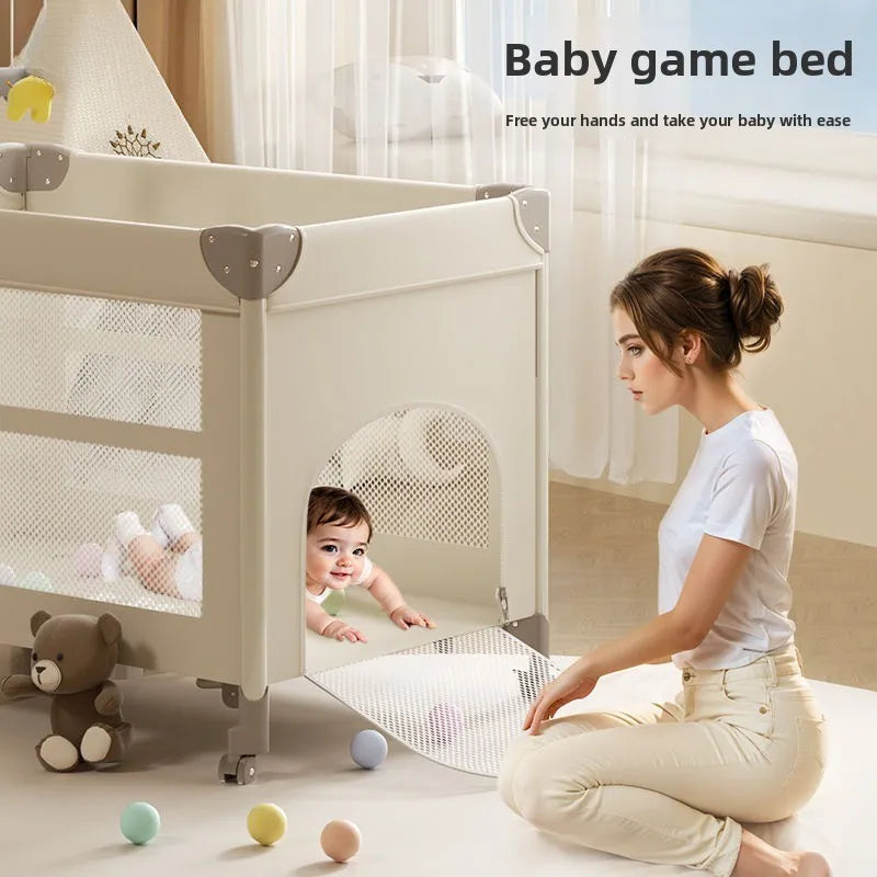 Portable Convertible Foldable Baby Crib with Diaper Station Adjustable for Newborn Safe Modern Design Boy Girl Baby Bassinet