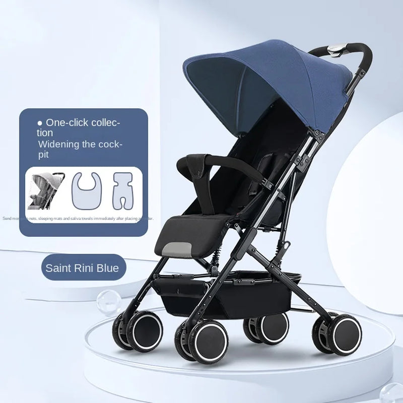 Newborns 0-4 Years Old Strollers Can Sit and Lie down One-Key Folding One-Way Push Four-Wheel Shock Absorber Lightweight Trolley