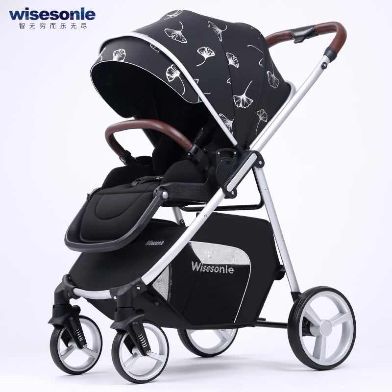2 in 1 Portable Multifunctional Baby Stroller High Landscape Pram Carriage Basket Baby Carriage Baby Stroller 0 to 3 Years
