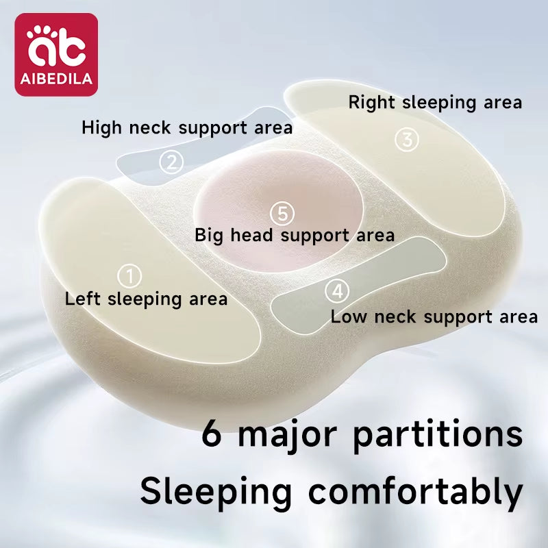 Ergonomic Baby Cloud Pillow Breathable Slow Rebound Sectional Spine Support Toddler Bed Pillow for Kids 1-3Y