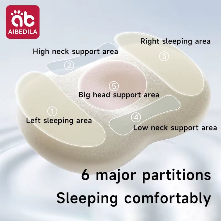 Ergonomic Baby Cloud Pillow Breathable Slow Rebound Sectional Spine Support Toddler Bed Pillow for Kids 1-3Y