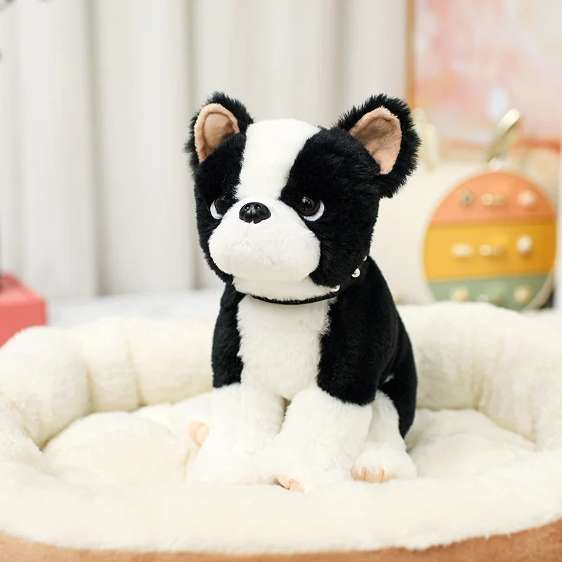 23CM Simulation Puppy Dog Plush Toys Soft Stuffed Animal Doll Cute Sitting Schnauzer Shar Pei Bulldog Husky Peluche Toys Gifts