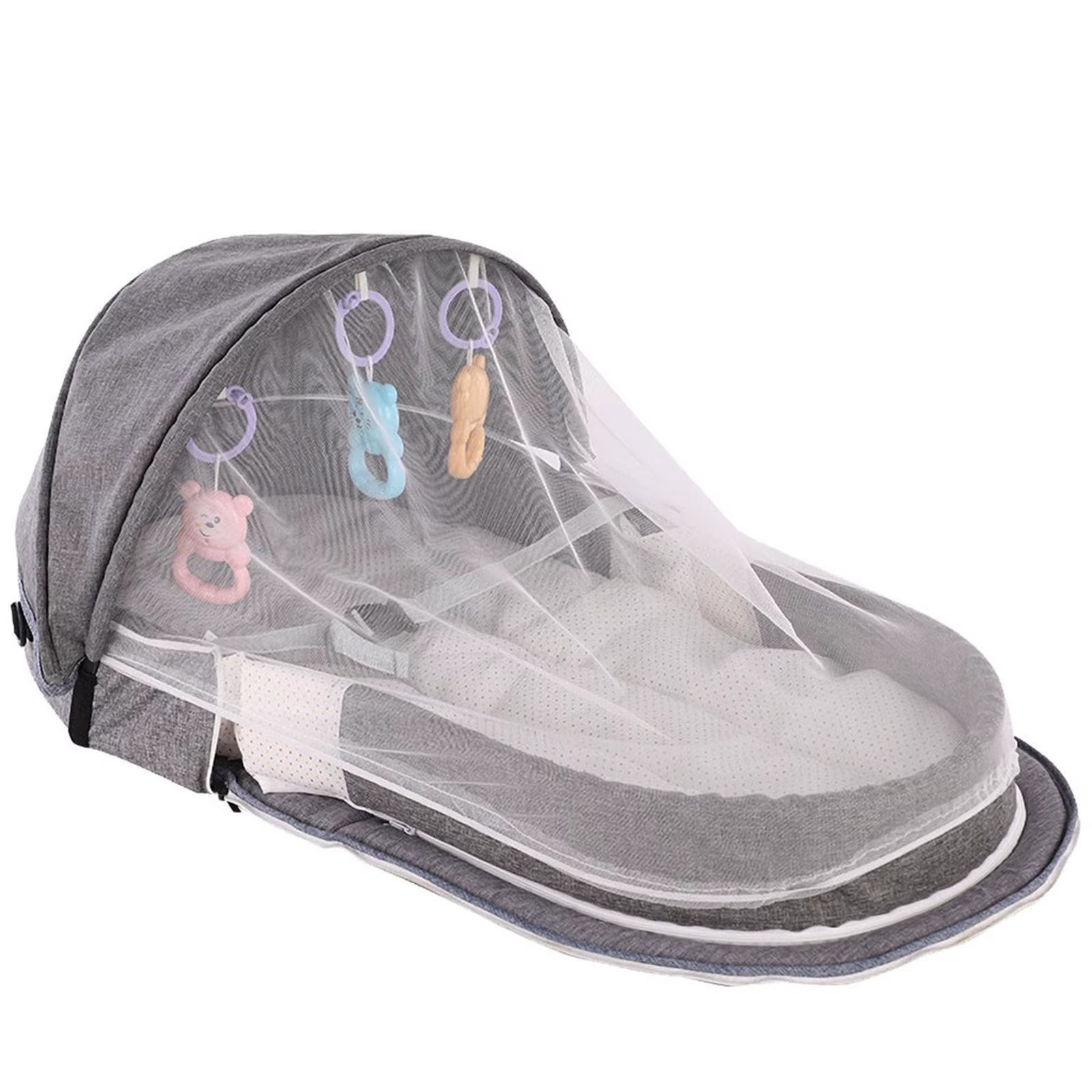 Baby Bed Folding Portable Baby Crib with Net and Awning Baby Nest Portable Baby Bed for Camping Infant Bed Bassinet for Baby