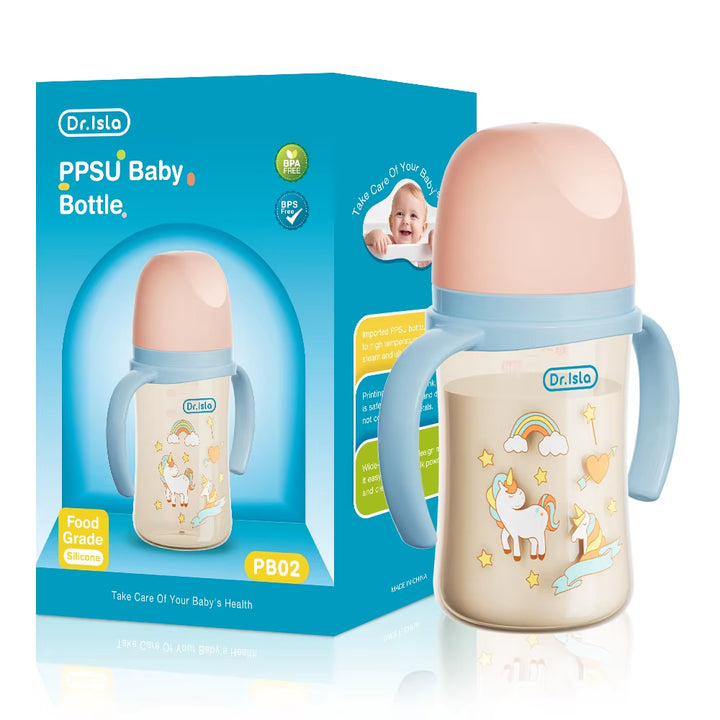 MAMIJOY 160/240ML PPSU Baby Bottle Double Handle Infant Drop-Proof Baby Wide-Caliber Milk Bottle Newborn Feeding Bottle BPA Free