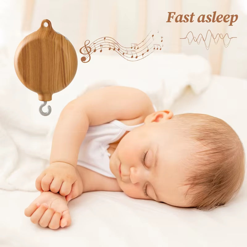 Revolving Music Box for Newborns Baby Crib Imitation Wood Color Hanging Rattle Baby Soothing Musical Toys 0-12 Months Baby Gift