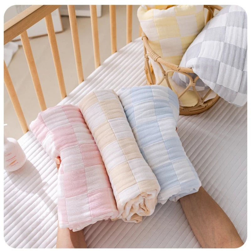 6 Layer Bamboo Cotton Baby Blankets Nap Cover Thin Quilt Soft Bubble Bath Towel for Newborn Muslin Swaddle Blanket Baby Bedding