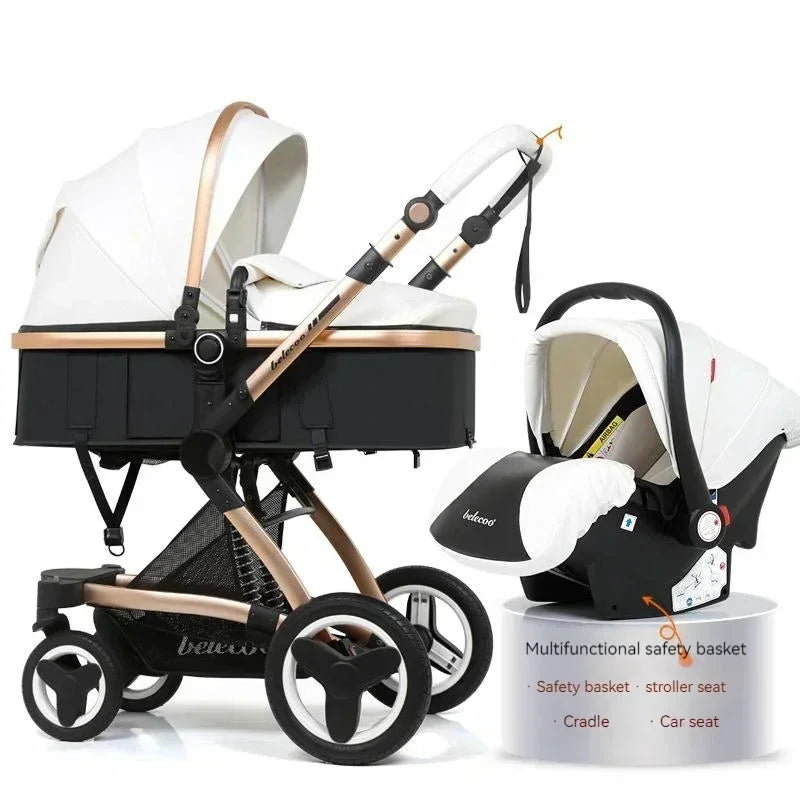 Baby Stroller 3 in 1 with Car Seat Baby Cart Foldable Baby Carriage Prams for Newborns Pram High Quality Waterproof Strollers