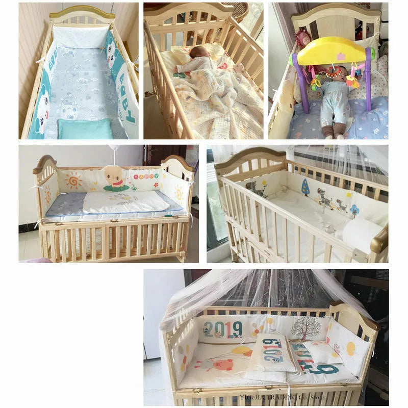 Pine Wood Baby Crib with Inner Cot, No Paint Kids Bed, Size 106*62*102Cm, Small Cradle 84*45Cm