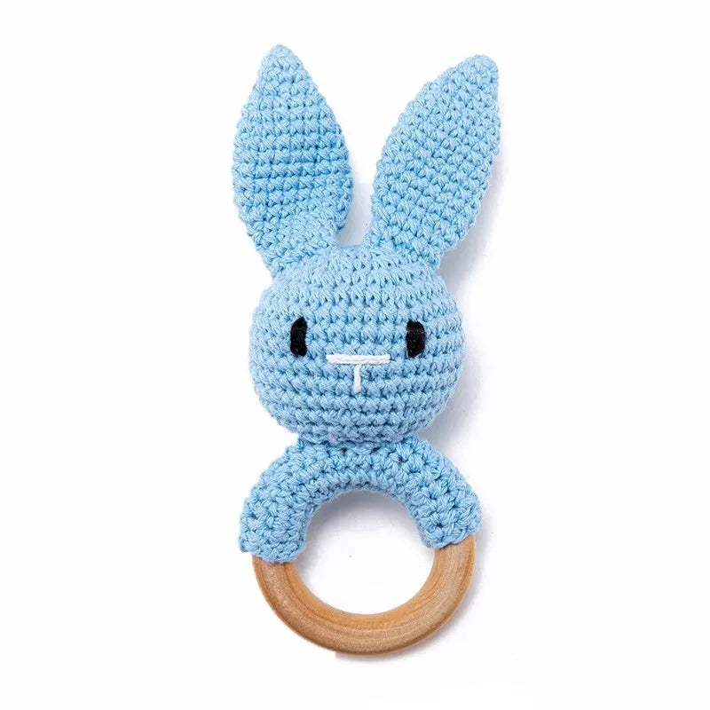 Wooden Rattle Baby Teether for Kids Teething Rings Animal Crochet Rattle Elephant Wooden Babies Gym Montessori Children'S Toys