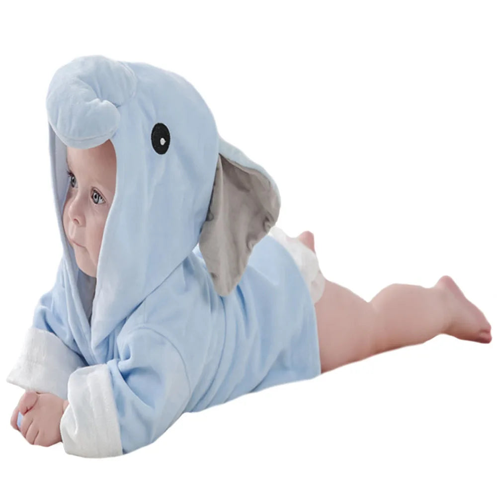 Baby Boy Bathrobe Hooded Towels Unisex Infant Bath Robe Towel for Toddle Terry Ultra Absorbent Durable Blankets