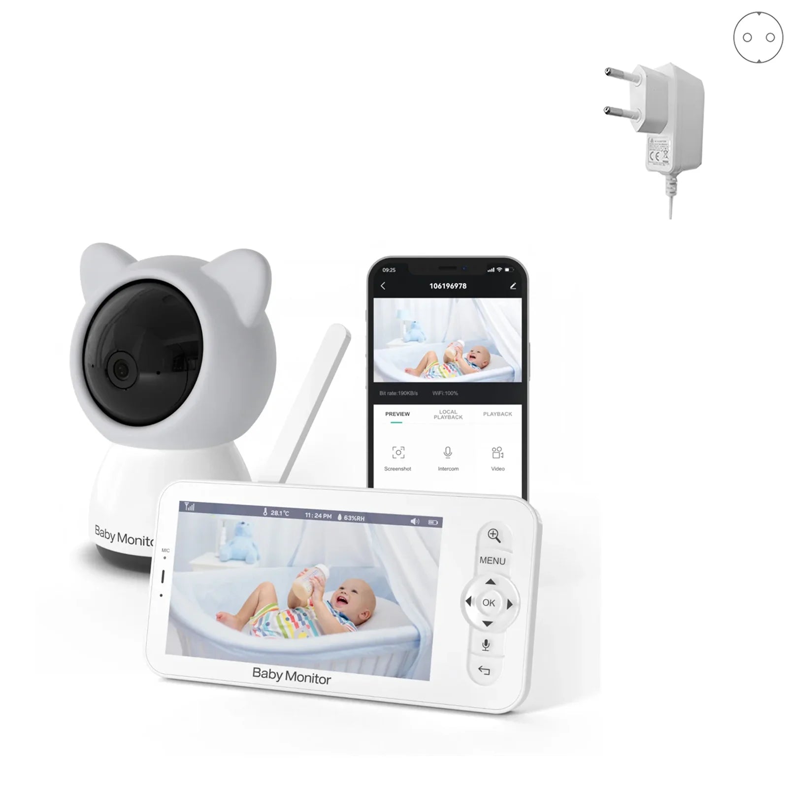 5 Inch Wifi Baby Monitor HD LCD Babyphone Video Baby Camera Nanny Mobile Phone APP Control PTZ Lullabies for New Born