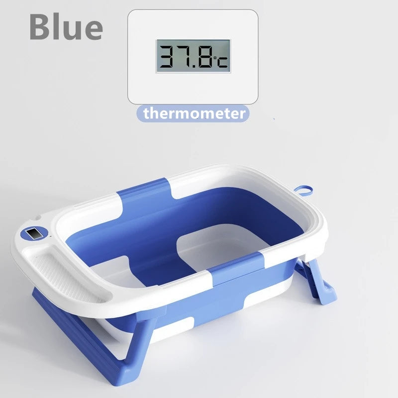 Real-Time Digital Temperature Sensitive Portable Folding Silicone Children'S Bath Tub Toddler Household Bathroom
