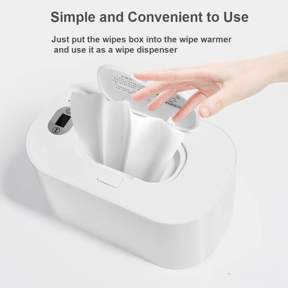 USB Baby Wipe Warmer Digital Display Large Capacity Baby Wet Wipes Warmer Dispenser Adjustable Temperature Heating Wipe Warmer