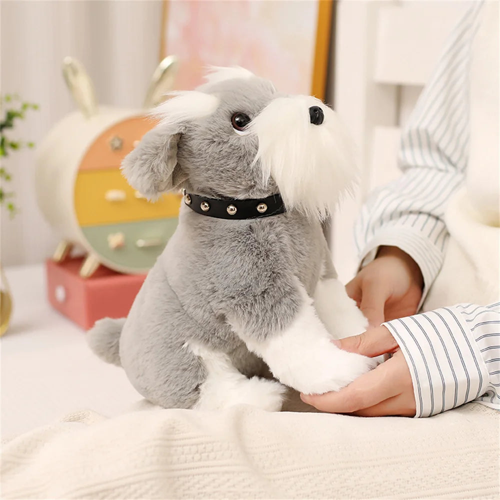 23CM Simulation Puppy Dog Plush Toys Soft Stuffed Animal Doll Cute Sitting Schnauzer Shar Pei Bulldog Husky Peluche Toys Gifts