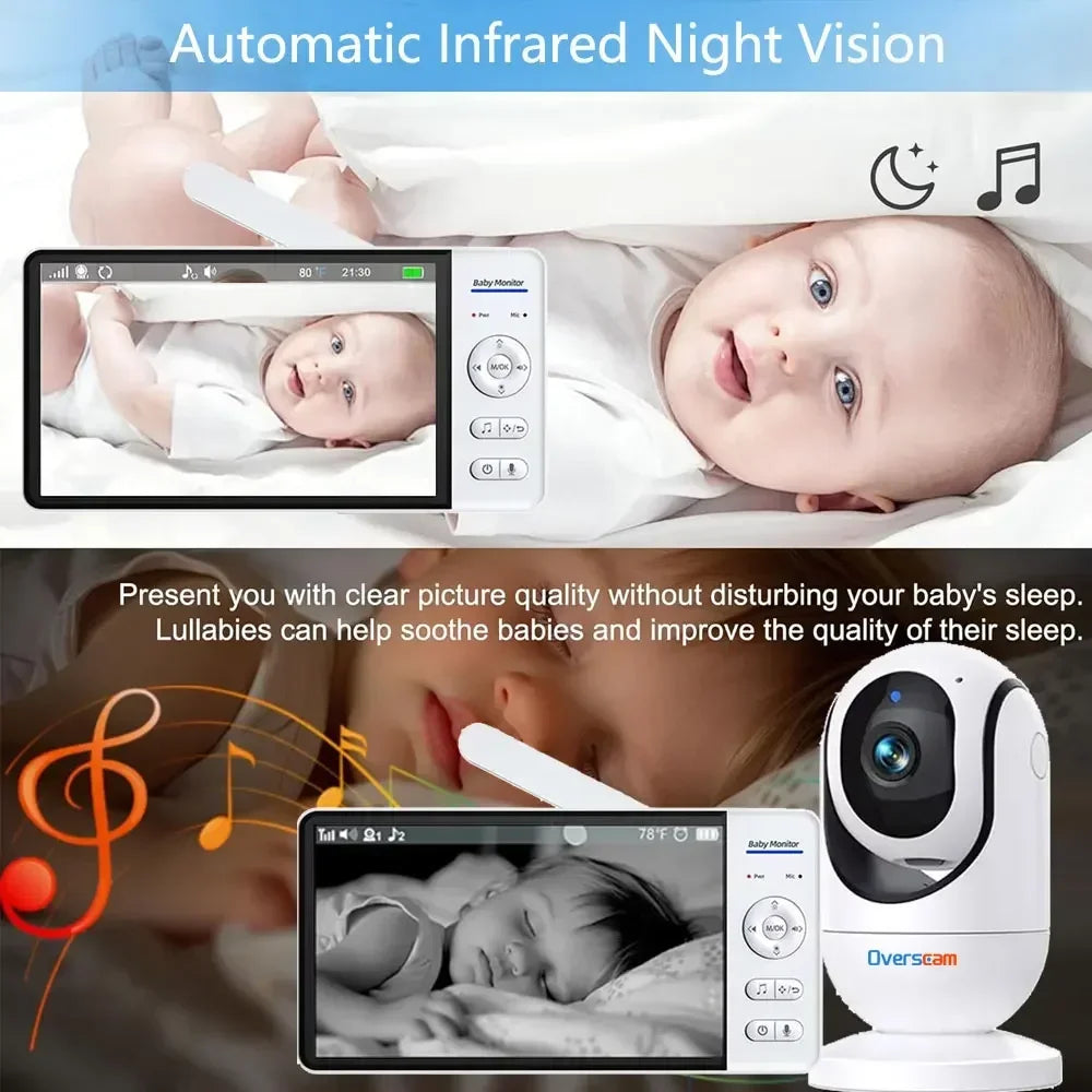 7 Inch Display Screen Video Baby Monitor 5000Mah Battery Home Security Protection IP Camera Mother Kids Wireless Surveillance