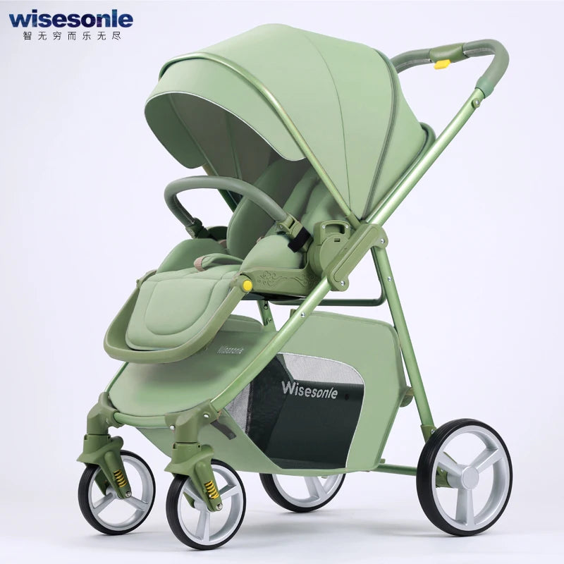2 in 1 Portable Multifunctional Baby Stroller High Landscape Pram Carriage Basket Baby Carriage Baby Stroller 0 to 3 Years