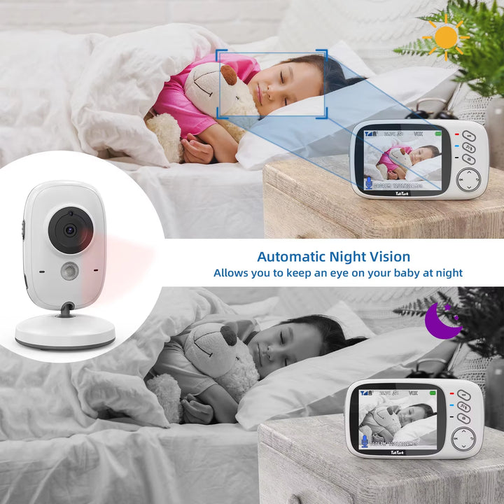 3.2 Inch Wireless Video Baby Monitor Auto Night Vision Two-Way Intercom Temperature Monitoring Surveillance Camera Nanny