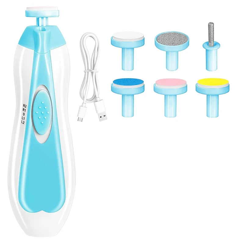 Electric Baby Nail Trimmer, 6 in 1 Rechargeable Manicure Set Grooming Kit Clippers for Baby Nails