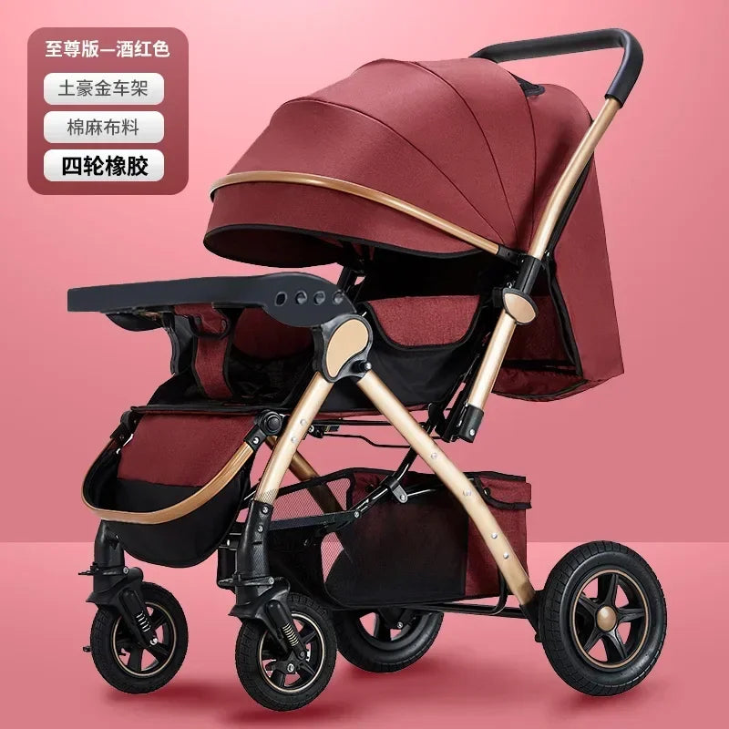 Baby Stroller Lightweight Foldable Easy to Sit Lying down Umbrella Rider Good Four-Wheel High Landscape