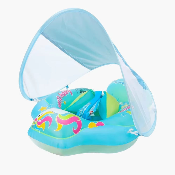 Baby Swimming Pool Float with Canopy Inflatable Infant Floating Ring Kids Swim Circle Bathing Summer Toys