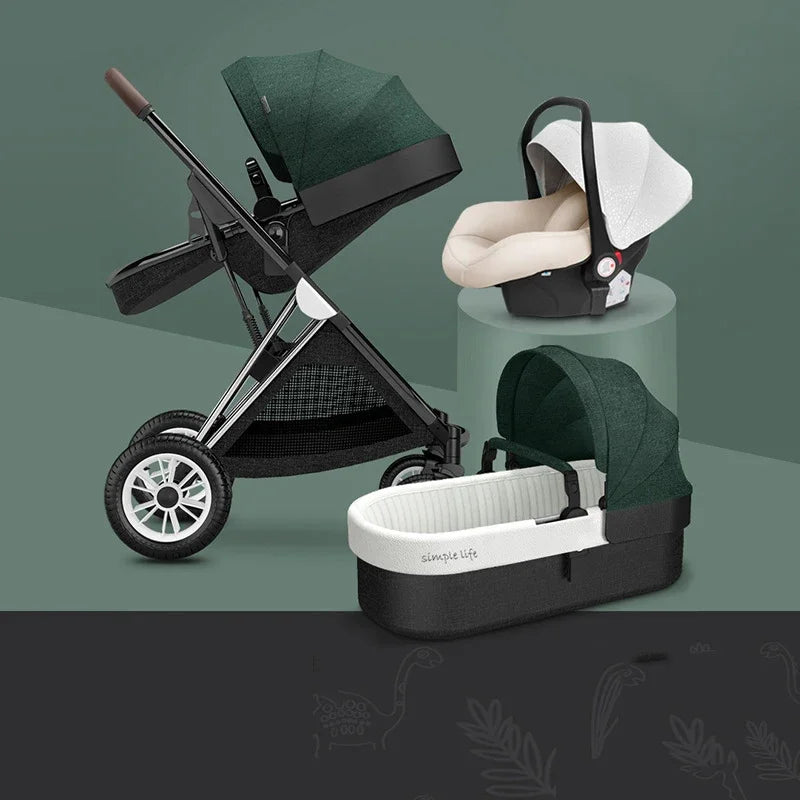 Baby Stroller 3 In1 Baby Cariage Travel Stroller Baby Strollers Car Seat Newbron Pram Travel Folding Stroller High Landscape
