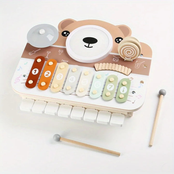 Wooden Kids' Drum Set - Multi-Functional, Montessori, 1-Year-Old Music, Percussion Kit, Educational Toy