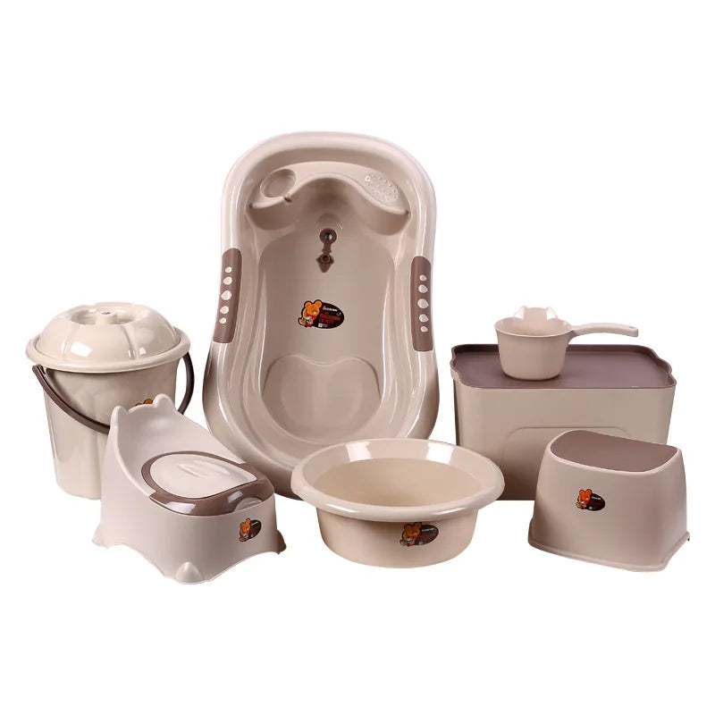 Baby Bath Tub Set with Stool, Newborn Tub,Non-Slip,Complete Bathing Set,Baby Bath Basin,Durable Bathtub,Plastic Baby Bathtub