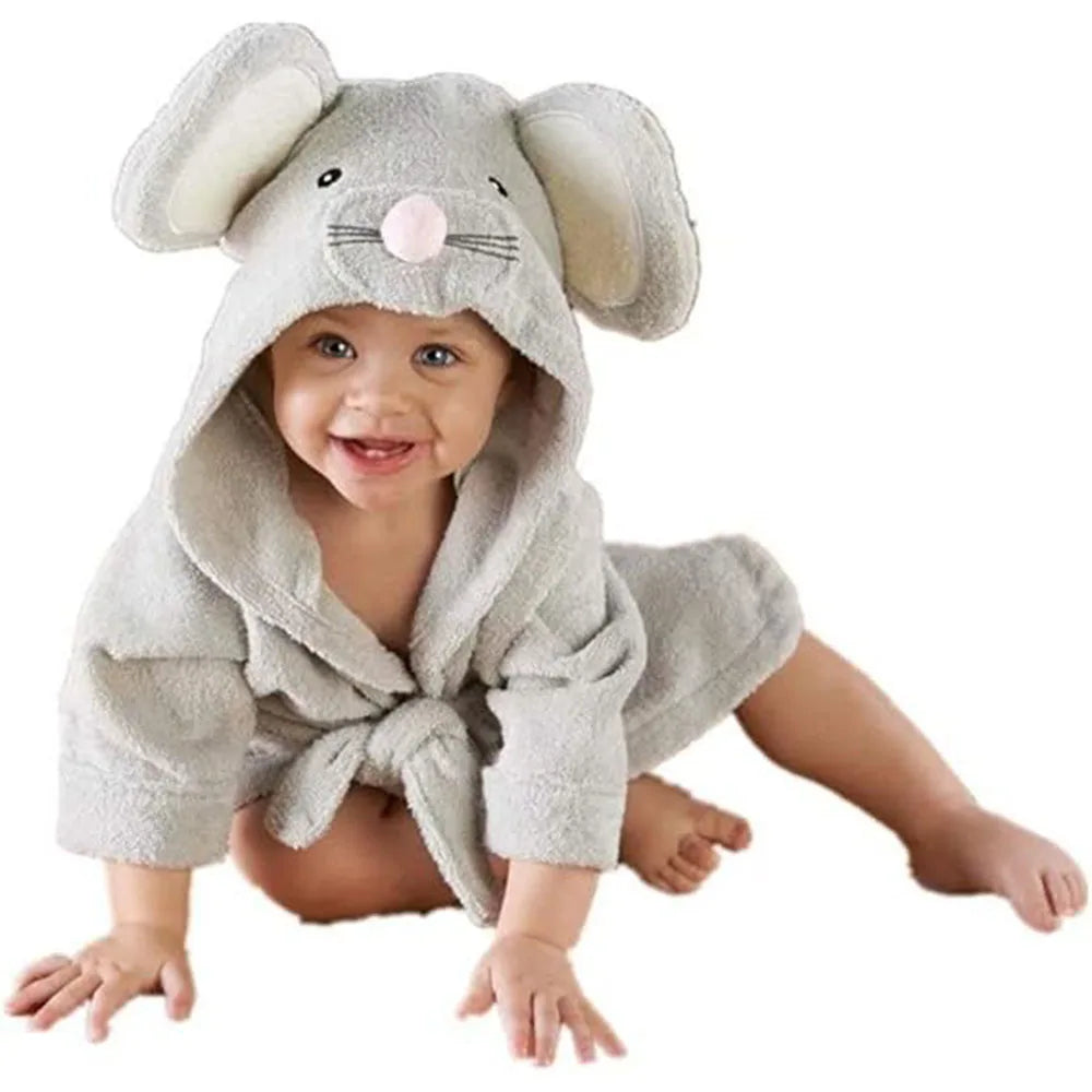 Baby Boy Bathrobe Hooded Towels Unisex Infant Bath Robe Towel for Toddle Terry Ultra Absorbent Durable Blankets