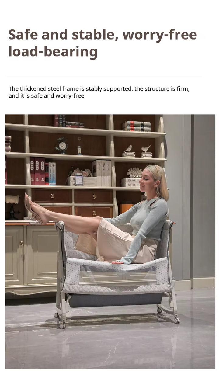 Upgrade Rocking Baby Bassinet,Baby Cribs,Newborn Co-Sleeper,Infant beside Sleeper,Unisex Baby Bed Cribs