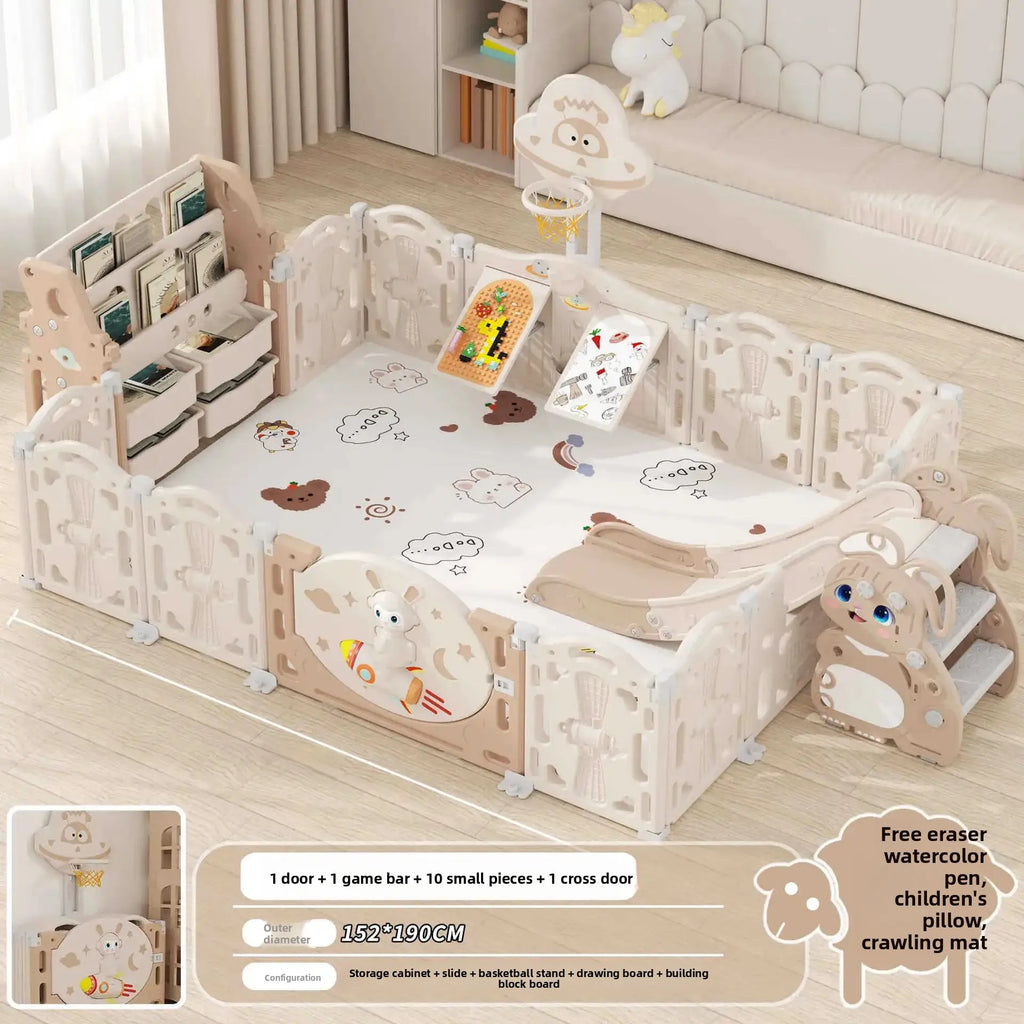 Baby Safety Guardrail Indoor Play Yard with Fence Plastic Crawling Mat Children'S Ground Crawling Playground Baby Fence