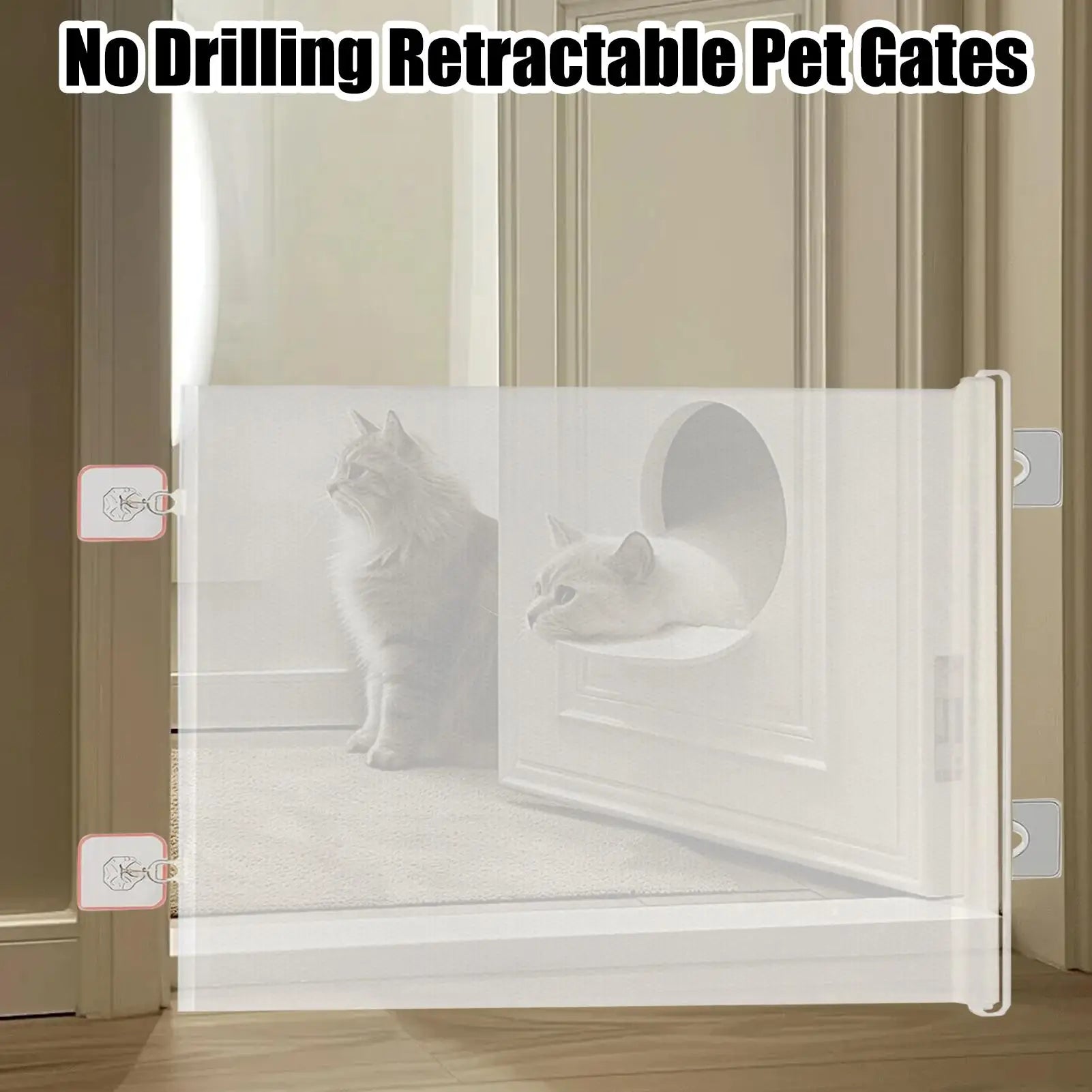 Pet Gate Dog Baby Gate Retractable Fence Adjustable Fence Barrier No Drilling Child Safety Screen for Kids Pets Puppy Cat Indoor
