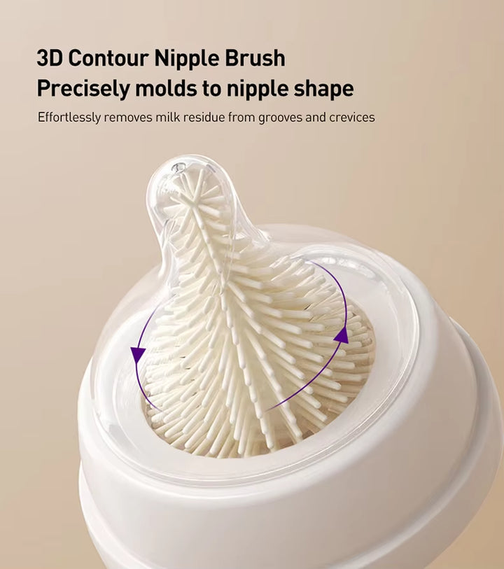 Bottle Cleaning Kit 6-In-1 Bottle Nipple Cleaning Brush Silicone Bottle Cleaner with Storage Box Drain Rack Straw Brush