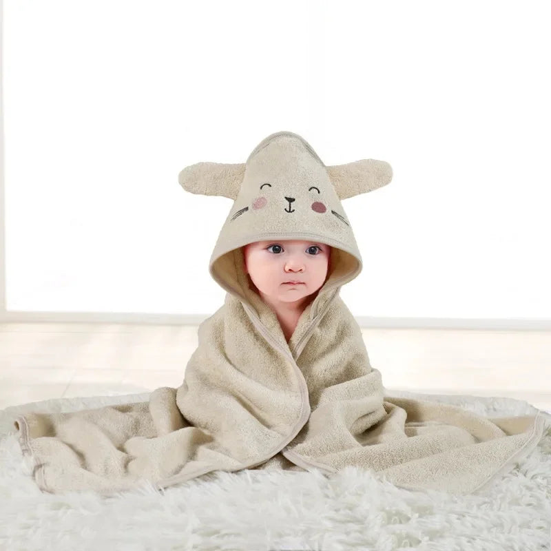 Pure Cotton Baby Bath Towel Absorbent Hooded 32-Ply Non-Shedding Newborn Children Cape Baby Wrap Blanket Summer Season
