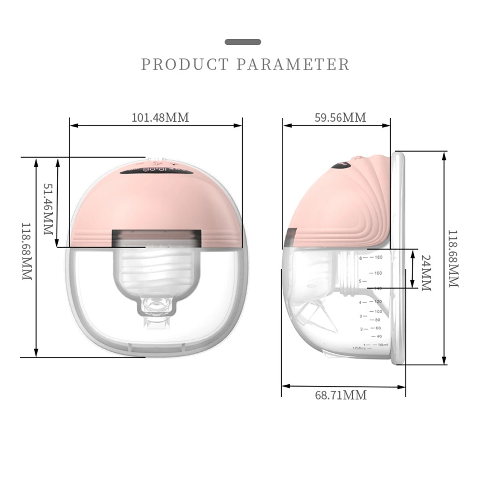 Portable Electric Breast Pump Wearable for Breastfeeding Hands Free 3 Modes 12 Suction Low Noise with 24Mm Silicone Flange