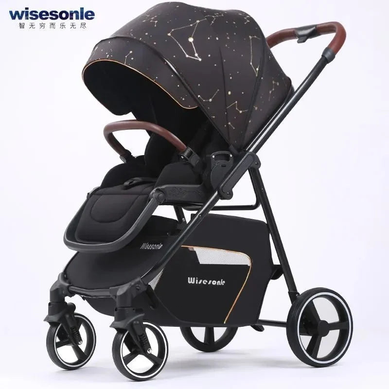 2 in 1 Portable Multifunctional Baby Stroller High Landscape Pram Carriage Basket Baby Carriage Baby Stroller 0 to 3 Years