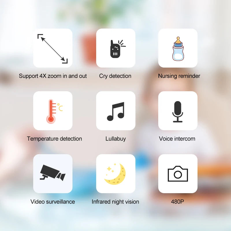 Baby Monitor Wireless Indoor 2.8-Inch Surveillance Video Two-Way Audio Night Vision Smart Baby Camera Security Protection