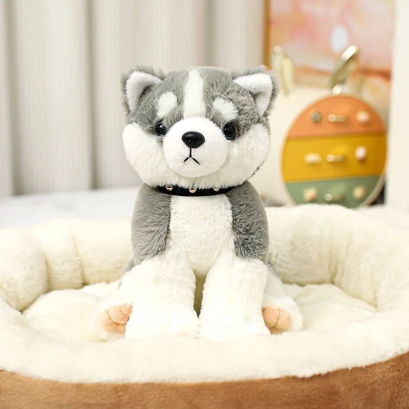 23CM Simulation Puppy Dog Plush Toys Soft Stuffed Animal Doll Cute Sitting Schnauzer Shar Pei Bulldog Husky Peluche Toys Gifts