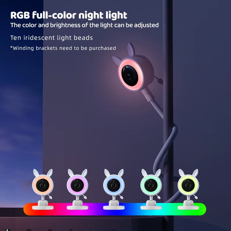 3.5'' Baby Monitor 0.3 Megapixel Camera with RGB Night Light Temperature Detection Voice Intercom Night Vision Security Monitors