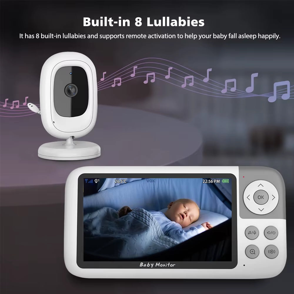 5'' Video Baby Monitor Camera 720P 3X Digital Zoom Two Way Audio Auto Night Vision 300M Transmission Security Camera
