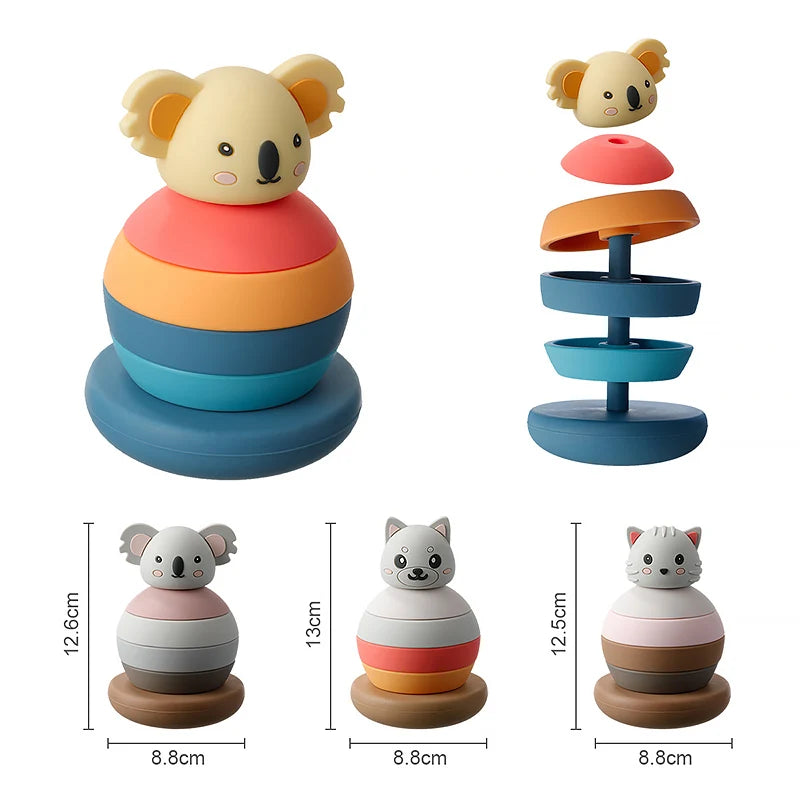 1PC Silicone Teether Baby Tumbler Shape Stacking Blocks Teething Kid Gift Food Grade Silicone Children'S Goods Kid Teething Toy