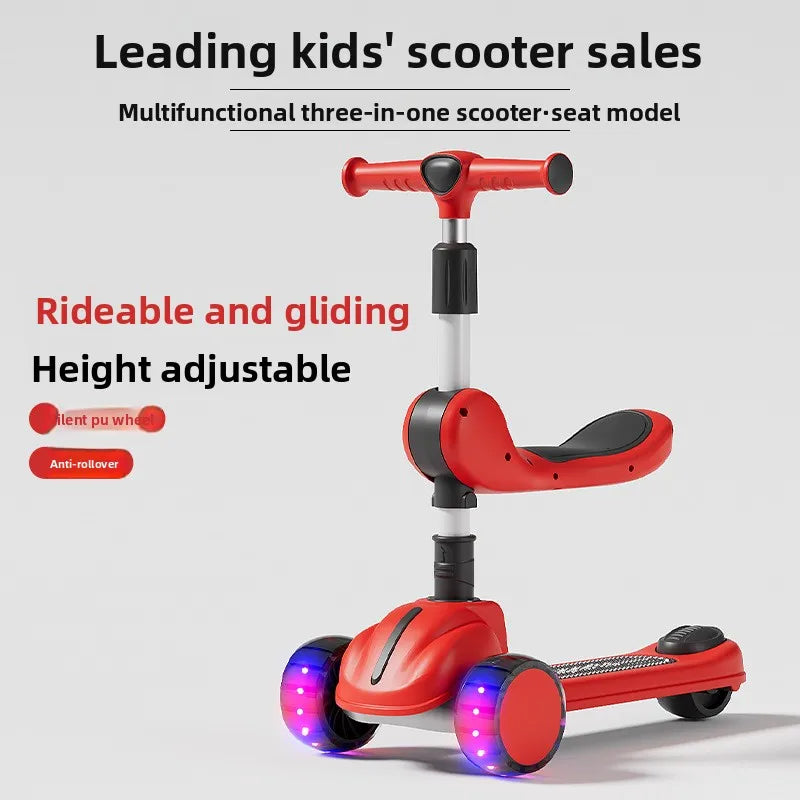 3-In-1 Children'S Scooter: a Scooter for Boys and Girls That Can Be Sat on or Ridden