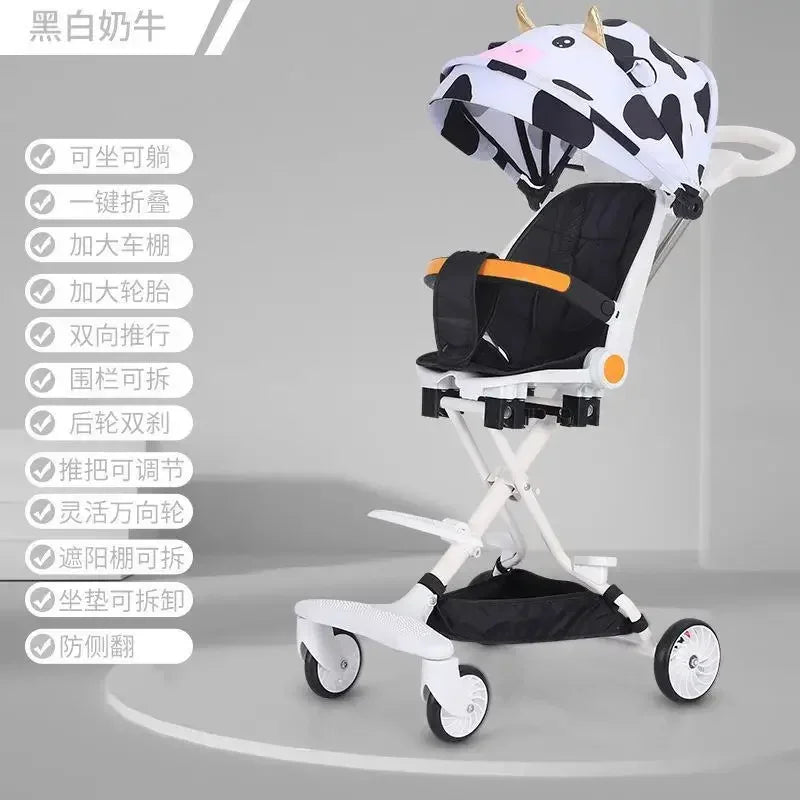 Bi-Directional Sitting and Lying Baby Stroller with Baby Stroller, Lightweight Baby Stroller, High Landscape Folding